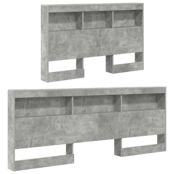 Stauraum-Kopfteil mit Regal mit Kopfteil mit Speicher Betongrau 120 cm Holzwerkstoff