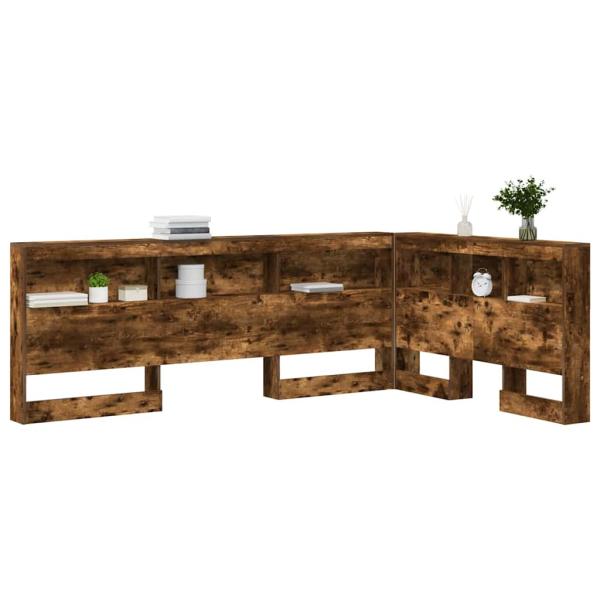 Stauraum-Kopfteil mit Regal Räuchereiche 120 cm Holzwerkstoff