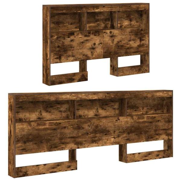 Stauraum-Kopfteil mit Regal Räuchereiche 120 cm Holzwerkstoff