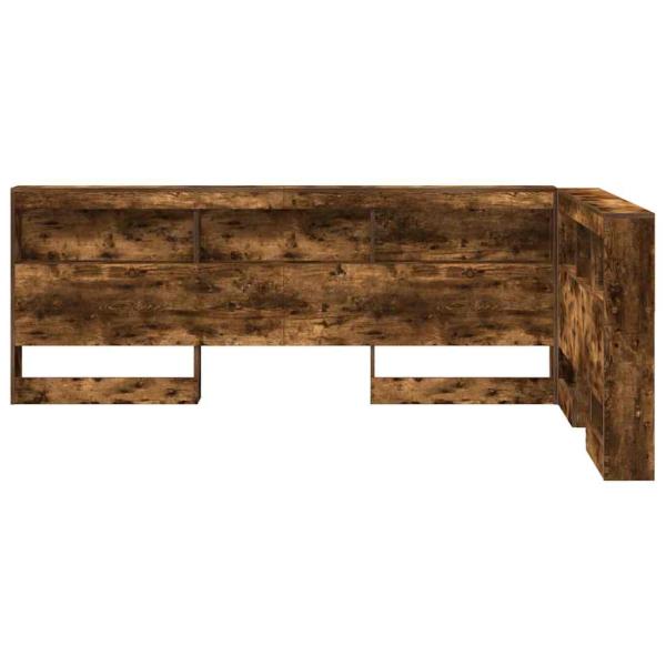 Stauraum-Kopfteil mit Regal Räuchereiche 120 cm Holzwerkstoff
