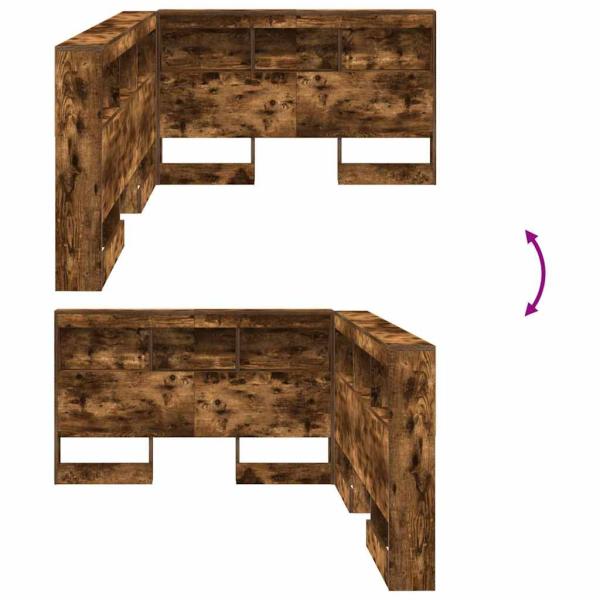 Stauraum-Kopfteil mit Regal Räuchereiche 120 cm Holzwerkstoff