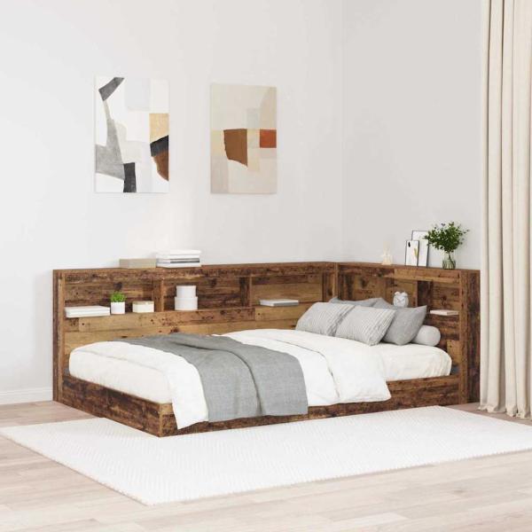 ARDEBO.de - Stauraum-Kopfteil mit Regal mit Kopfteil mit Speicher Altholz 120 cm Holzwerkstoff
