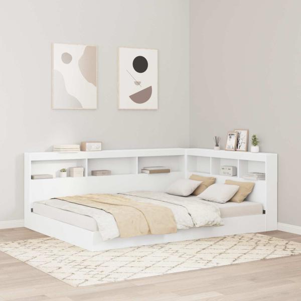 Stauraum-Kopfteil mit Regal mit Kopfteil mit Speicher Weiß 140 cm Holzwerkstoff