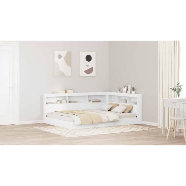Stauraum-Kopfteil mit Regal mit Kopfteil mit Speicher Weiß 140 cm Holzwerkstoff