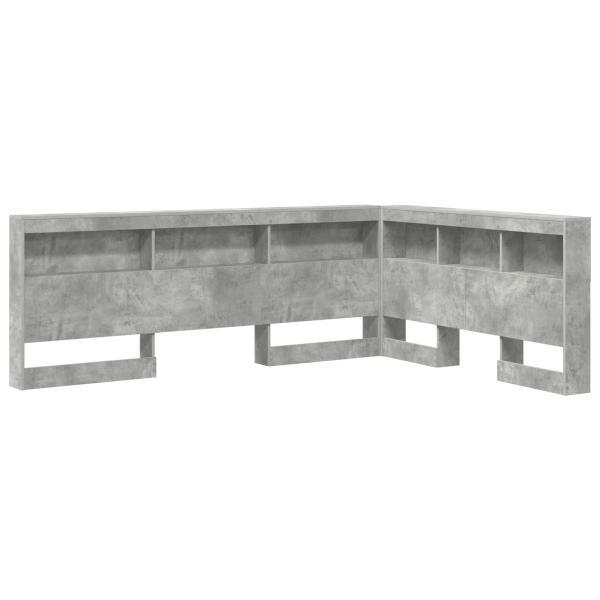 Stauraum-Kopfteil mit Regal mit Kopfteil mit Speicher Betongrau 140 cm Holzwerkstoff