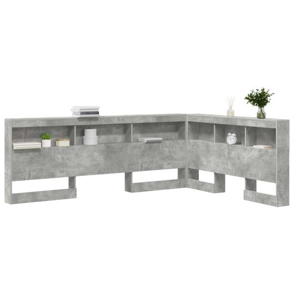 Stauraum-Kopfteil mit Regal mit Kopfteil mit Speicher Betongrau 140 cm Holzwerkstoff