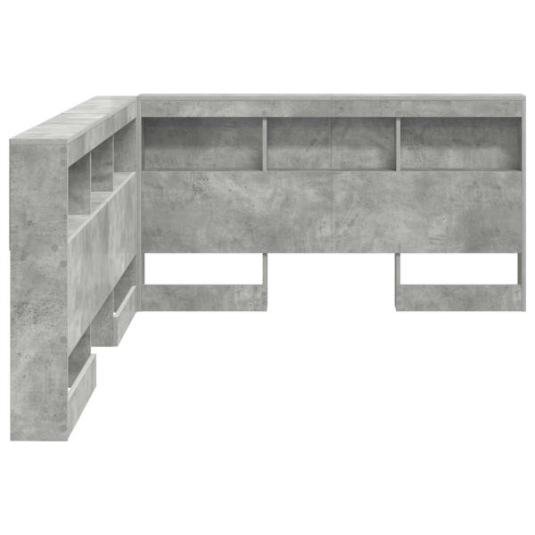 Stauraum-Kopfteil mit Regal mit Kopfteil mit Speicher Betongrau 140 cm Holzwerkstoff