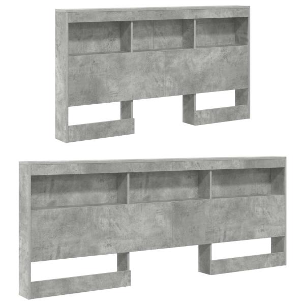 Stauraum-Kopfteil mit Regal mit Kopfteil mit Speicher Betongrau 140 cm Holzwerkstoff