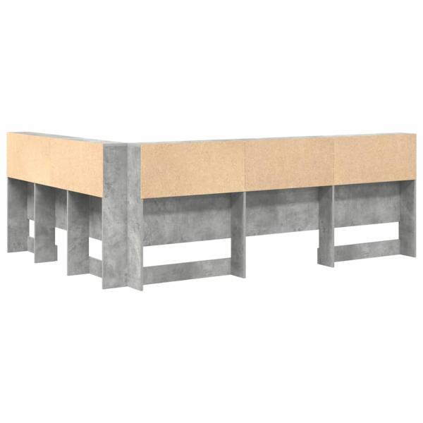 Stauraum-Kopfteil mit Regal mit Kopfteil mit Speicher Betongrau 140 cm Holzwerkstoff