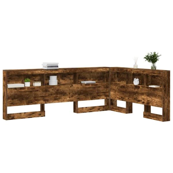 Stauraum-Kopfteil mit Regal Räuchereiche 140 cm Holzwerkstoff