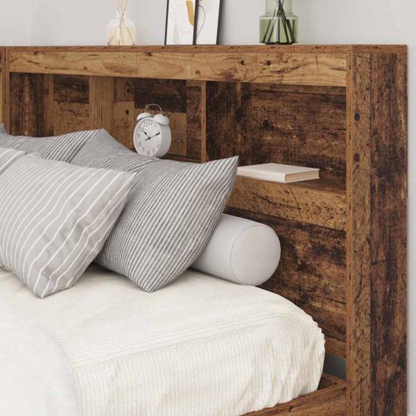 Stauraum-Kopfteil mit Regal mit Kopfteil mit Speicher Altholz 140 cm Holzwerkstoff