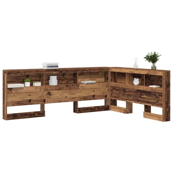 Stauraum-Kopfteil mit Regal mit Kopfteil mit Speicher Altholz 140 cm Holzwerkstoff