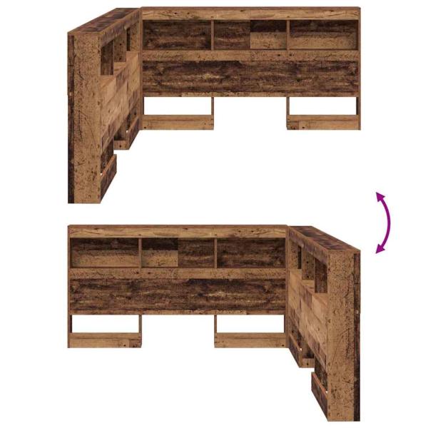 Stauraum-Kopfteil mit Regal mit Kopfteil mit Speicher Altholz 140 cm Holzwerkstoff