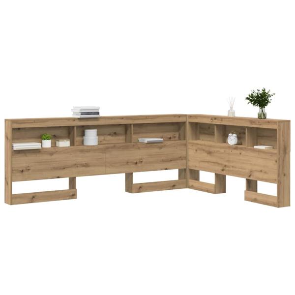 Stauraum-Kopfteil mit Regal Eiche handwerklich 140 cm Melamin