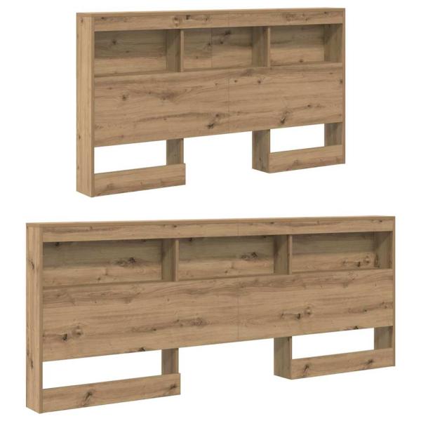 Stauraum-Kopfteil mit Regal Eiche handwerklich 140 cm Melamin
