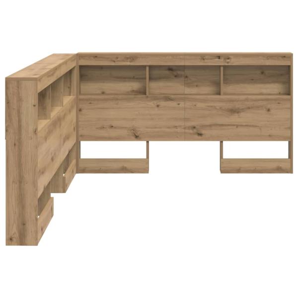 Stauraum-Kopfteil mit Regal Eiche handwerklich 140 cm Melamin