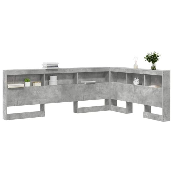 Stauraum-Kopfteil mit Regal mit Kopfteil mit Speicher Betongrau 150 cm Melamin