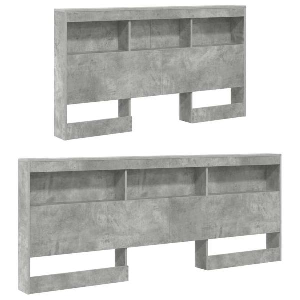 Stauraum-Kopfteil mit Regal mit Kopfteil mit Speicher Betongrau 150 cm Melamin