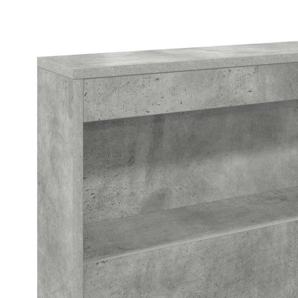 Stauraum-Kopfteil mit Regal mit Kopfteil mit Speicher Betongrau 150 cm Melamin