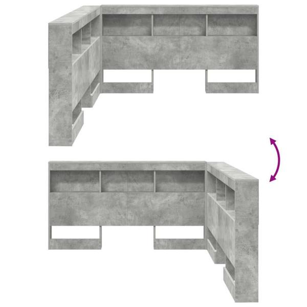 Stauraum-Kopfteil mit Regal mit Kopfteil mit Speicher Betongrau 150 cm Melamin