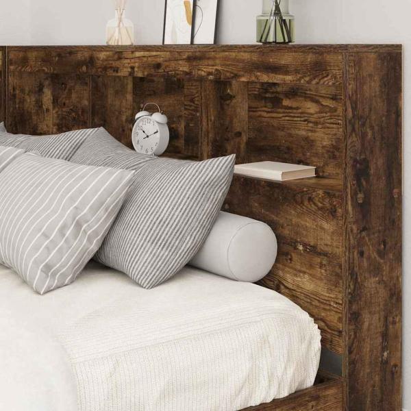 Stauraum-Kopfteil mit Regal Räuchereiche 150 cm Holzwerkstoff