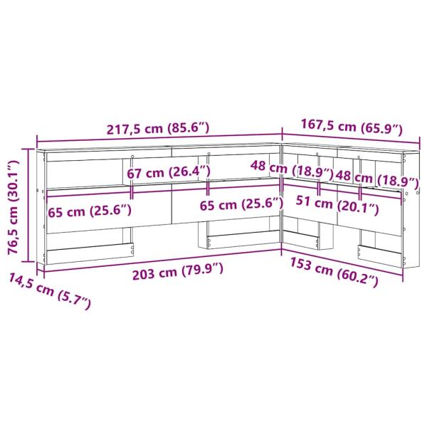 Stauraum-Kopfteil mit Regal Räuchereiche 150 cm Holzwerkstoff