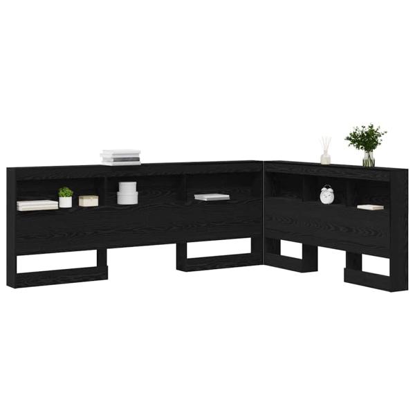 Stauraum-Kopfteil mit Regal Schwarze Eiche 160 cm Holzwerkstoff