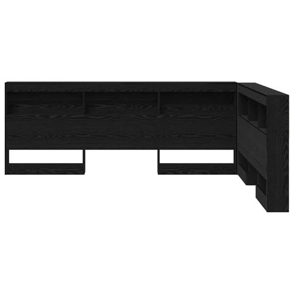 Stauraum-Kopfteil mit Regal Schwarze Eiche 160 cm Holzwerkstoff