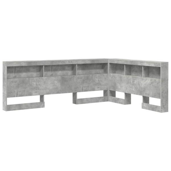 ARDEBO.de - Stauraum-Kopfteil mit Regal mit Kopfteil mit Speicher Betongrau 160 cm Holzwerkstoff