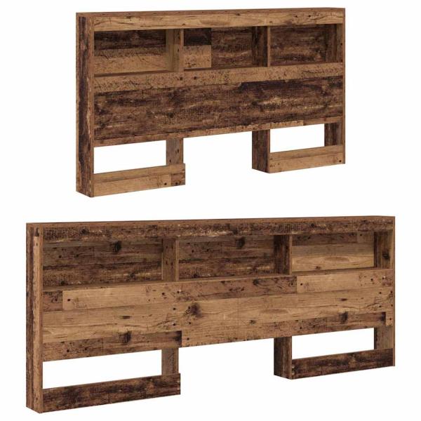 Stauraum-Kopfteil mit Regal mit Kopfteil mit Speicher Altholz 160 cm Holzwerkstoff