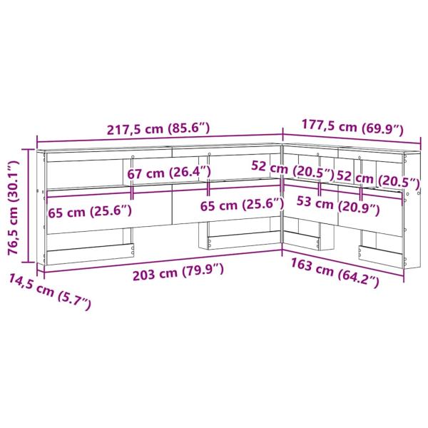 Stauraum-Kopfteil mit Regal mit Kopfteil mit Speicher Altholz 160 cm Holzwerkstoff