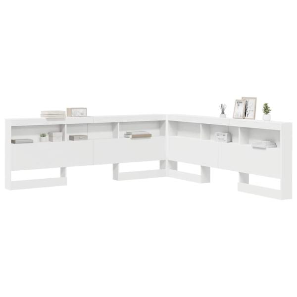 Stauraum-Kopfteil mit Regal mit Kopfteil mit Speicher Weiß 180 cm Holzwerkstoff