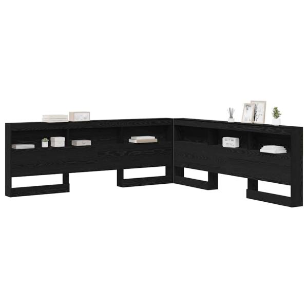 Stauraum-Kopfteil mit Regal Schwarze Eiche 180 cm Holzwerkstoff