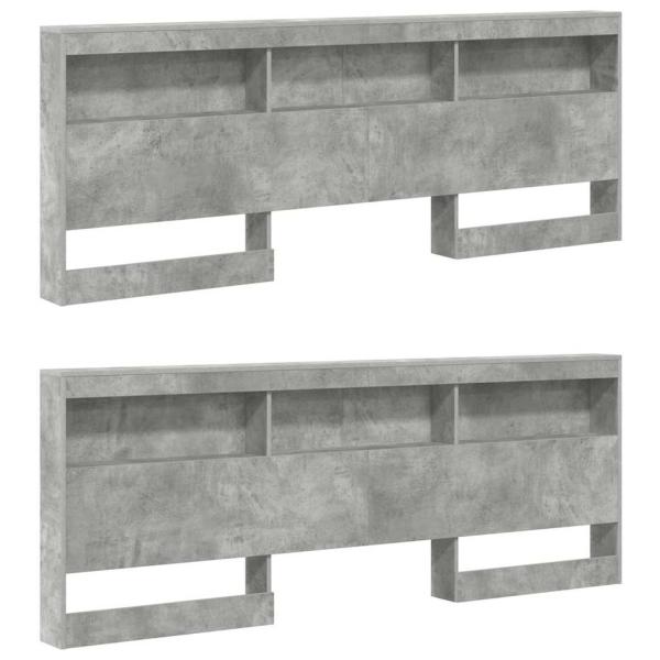 Stauraum-Kopfteil mit Regal mit Kopfteil mit Speicher Betongrau 180 cm Holzwerkstoff