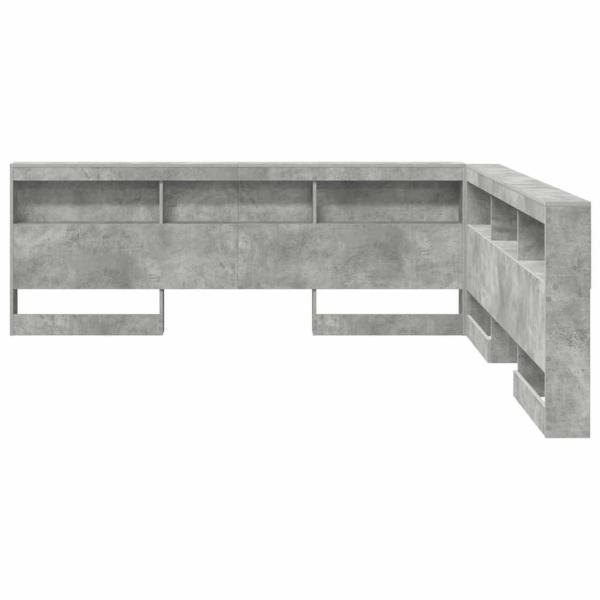 Stauraum-Kopfteil mit Regal mit Kopfteil mit Speicher Betongrau 180 cm Holzwerkstoff