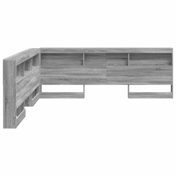 Stauraum-Kopfteil mit Regal mit Kopfteil mit Speicher Grau Sonoma 180 cm Holzwerkstoff