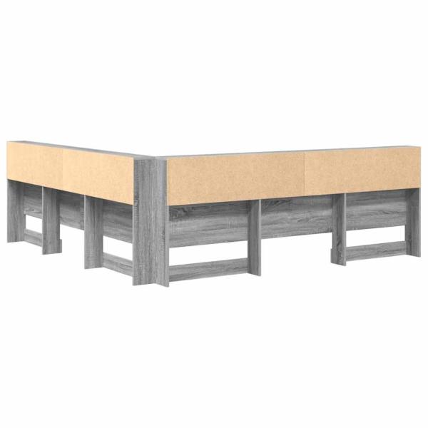 Stauraum-Kopfteil mit Regal mit Kopfteil mit Speicher Grau Sonoma 180 cm Holzwerkstoff