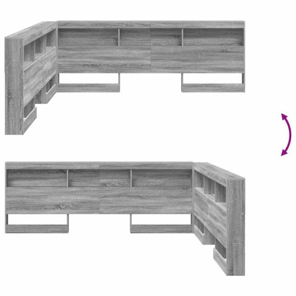 Stauraum-Kopfteil mit Regal mit Kopfteil mit Speicher Grau Sonoma 180 cm Holzwerkstoff