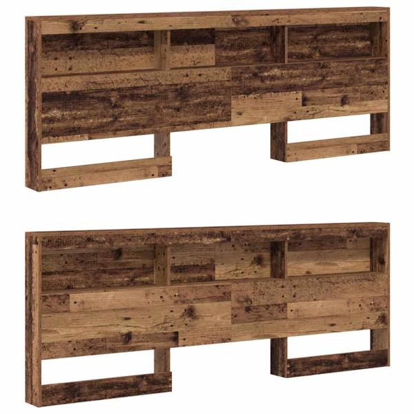 Stauraum-Kopfteil mit Regal mit Kopfteil mit Speicher Altholz 180 cm Holzwerkstoff