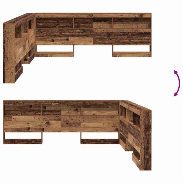 Stauraum-Kopfteil mit Regal mit Kopfteil mit Speicher Altholz 180 cm Holzwerkstoff
