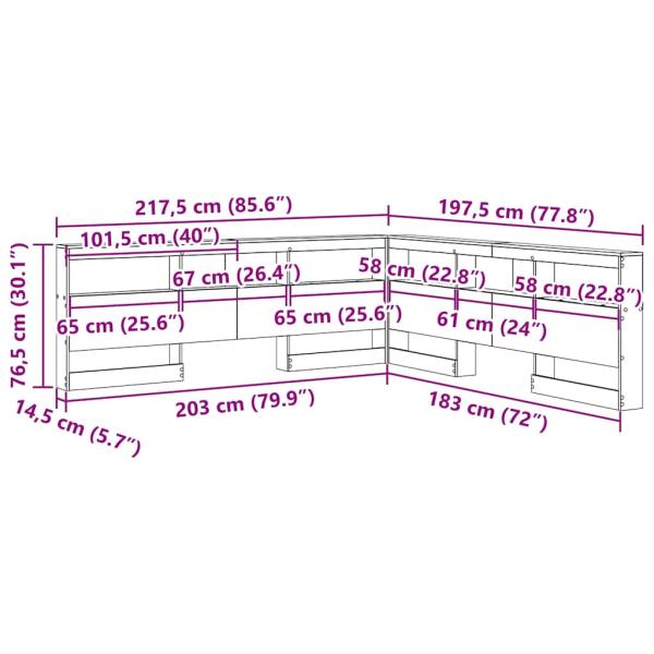 Stauraum-Kopfteil Eiche handwerklich 180 cm Holzwerkstoff