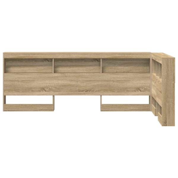 Stauraum-Kopfteil mit Regal mit Kopfteil mit Speicher Sonoma Eiche 90 cm Holzwerkstoff