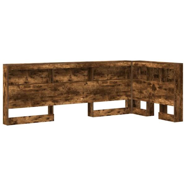 Stauraum-Kopfteil mit Regal mit Kopfteil mit Speicher Räuchereiche 90 cm Holzwerkstoff