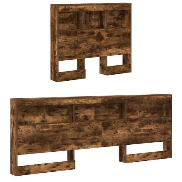 Stauraum-Kopfteil mit Regal mit Kopfteil mit Speicher Räuchereiche 90 cm Holzwerkstoff