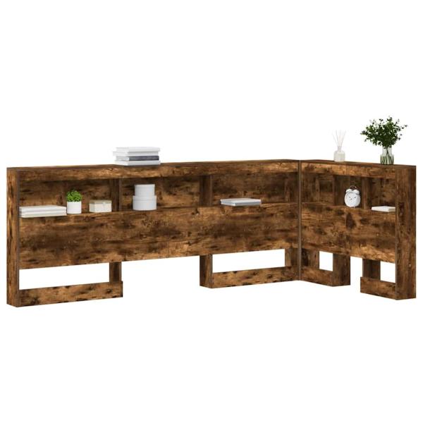 Stauraum-Kopfteil mit Regal mit Kopfteil mit Speicher Räuchereiche 90 cm Holzwerkstoff