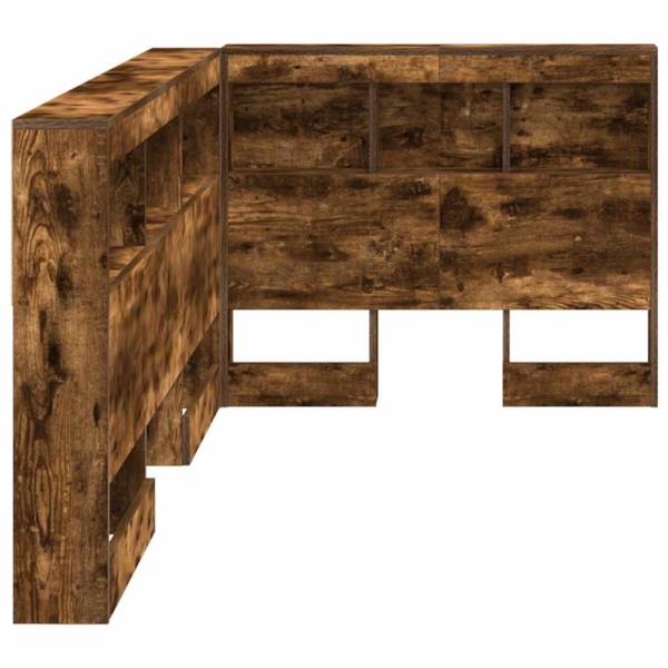 Stauraum-Kopfteil mit Regal mit Kopfteil mit Speicher Räuchereiche 90 cm Holzwerkstoff