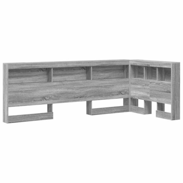 Stauraum-Kopfteil mit Regal mit Kopfteil mit Speicher Grau Sonoma 90 cm Holzwerkstoff