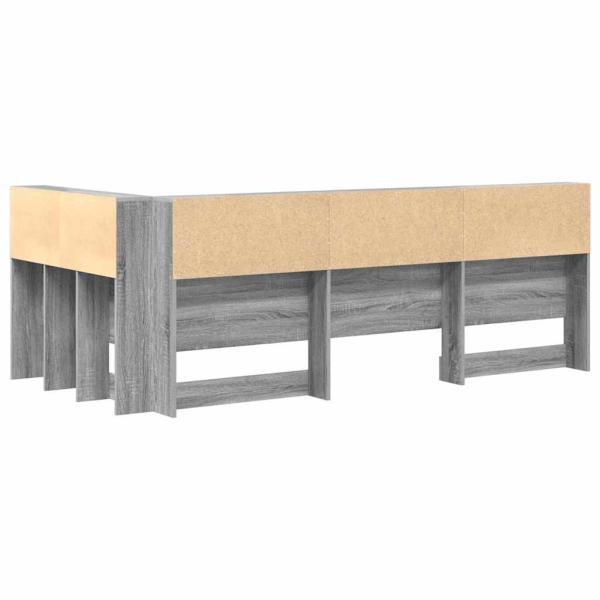 Stauraum-Kopfteil mit Regal mit Kopfteil mit Speicher Grau Sonoma 90 cm Holzwerkstoff