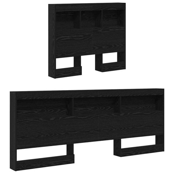 Stauraum-Kopfteil mit Regal Schwarze Eiche 75 cm Holzwerkstoff