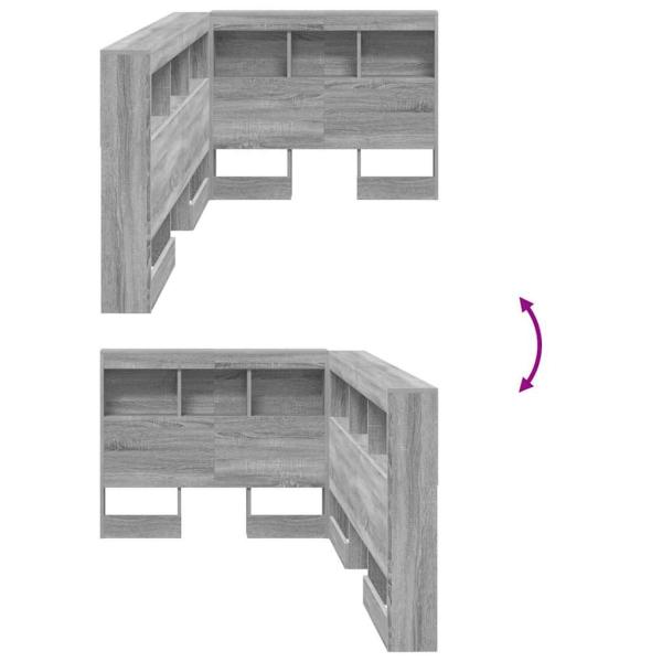 Stauraum-Kopfteil mit Regal mit Kopfteil mit Speicher Grau Sonoma 75 cm Holzwerkstoff